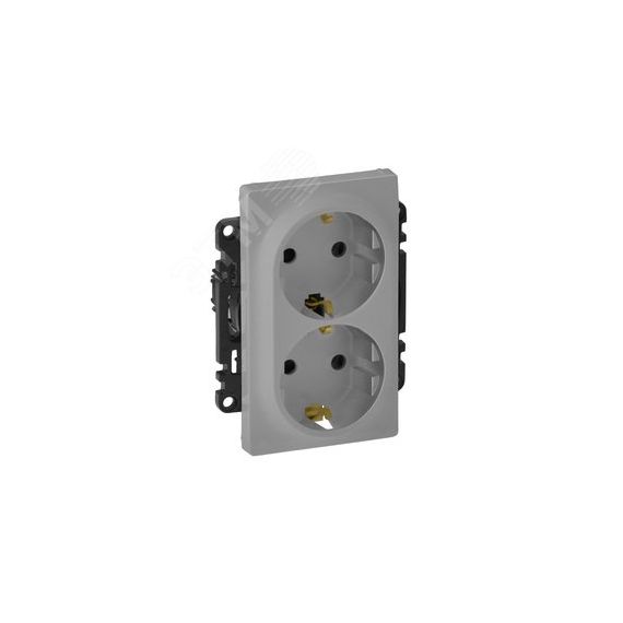 Valena LIFE Розетка силовая двойная 2х2К+З 16А 250В с лицевой панелью безвинтовые зажимы алюминий LEGRAND 753327