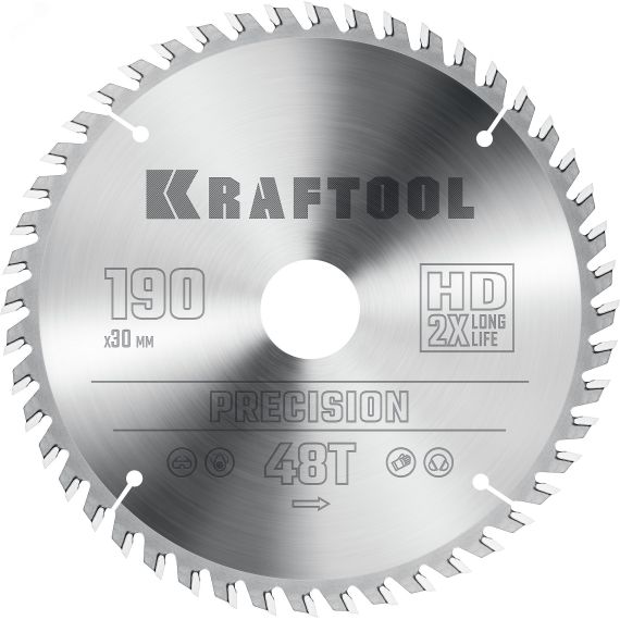 Диск пильный по дереву PRECISION 190х30мм 48Т KRAFTOOL 36952-190-30