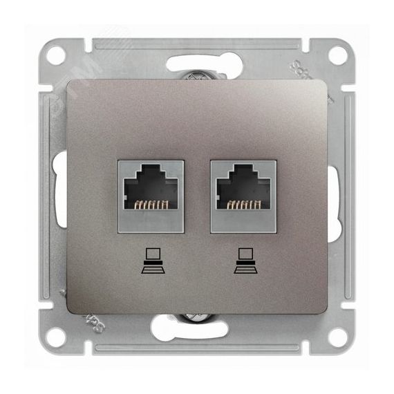 GLOSSA Розетка двойная компьютерная RJ45+RJ45 категория 5E механизм платина SE (Systeme) GSL001285KK
