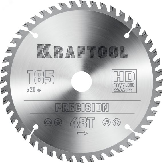 Диск пильный по дереву PRECISION 185x20мм 48Т KRAFTOOL 36952-185-20