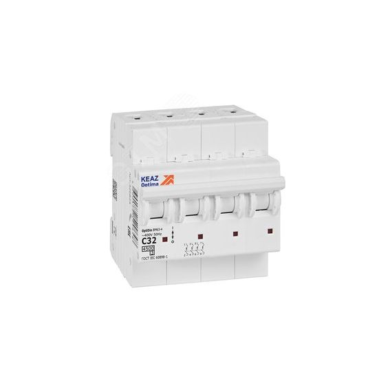Выключатель автоматический четырехполюсный 32А C 4,5кА AC OptiDin BM63-4C32-4,5-УХЛ3 КЭАЗ 326824