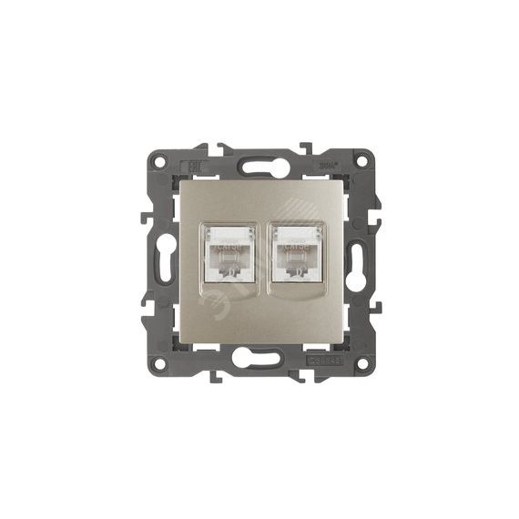 Розетка 2хRJ45, Эра Elegance, шампань, 14-3108-04 ЭРА Б0034311