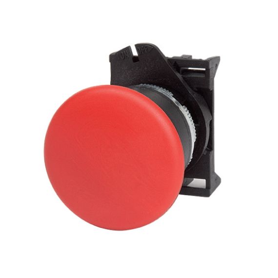 Головка кнопки грибовидная, прозрачная с фиксацией, красная д. 40