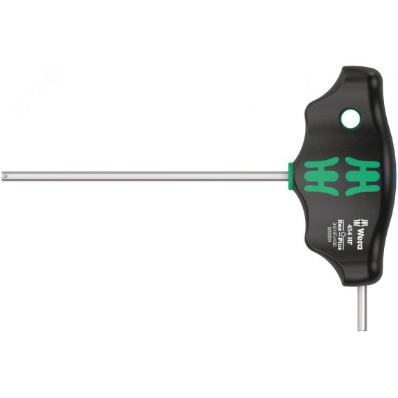 Отвёртка шестигранная 454 Hex-Plus HFс Т-образной рукояткой с функцией фиксации крепежа 3 x 100 мм с дополнительным коротким рабочим концом WERA WE-023334