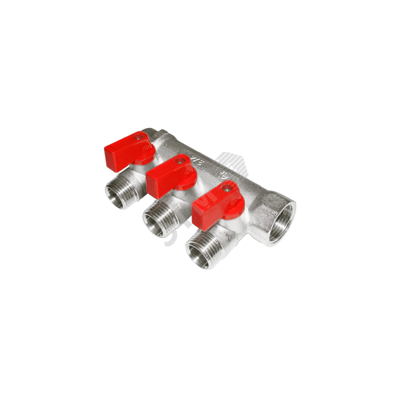 Коллектор резьбовой с шар.кранами ВМ 3/4x3/4x1/2x4 AQUALINK 02426