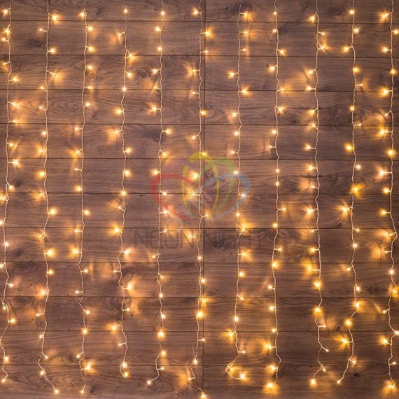 Гирлянда светодиодная Дождь 1.5x1.5 м, прозрачный ПВХ, 144 LED с контроллером, теплое белое свечение Neon-Night 235-036
