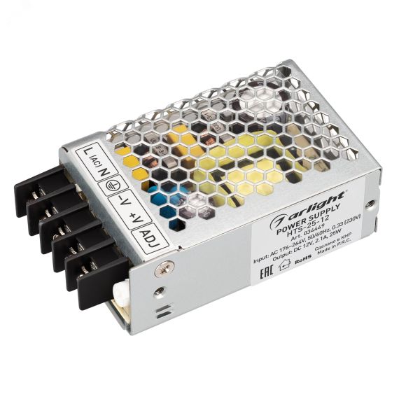 Блок питания HTS-25-12 (12V, 2.1A, 25W) (IP20 Сетка, 3 года) Arlight 034449