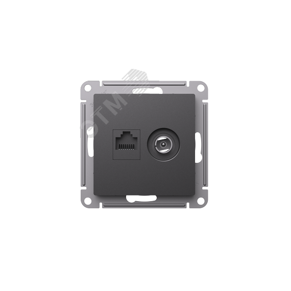 ATLASDESIGN РОЗЕТКА двойная ТВ + компьютерная RJ45, кат. 5Е, БАЗАЛЬТ SE (Systeme) ATN001489