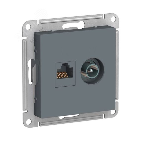 Розетка ATLASDESIGN двойная компьютерная+ТВ RJ45+TV категория 5E механизм грифель SE (Systeme) ATN000789