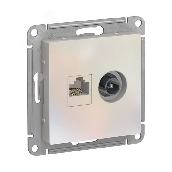 Розетка ATLASDESIGN двойная компьютерная+ТВ RJ45+TV категория 5E механизм жемчуг SE (Systeme) ATN000489