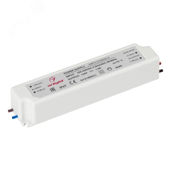 Блок питания ARPV-LV24035-A (24V, 1.5A, 35W) (, IP67 Пластик, 3 года) Arlight 018980(1)