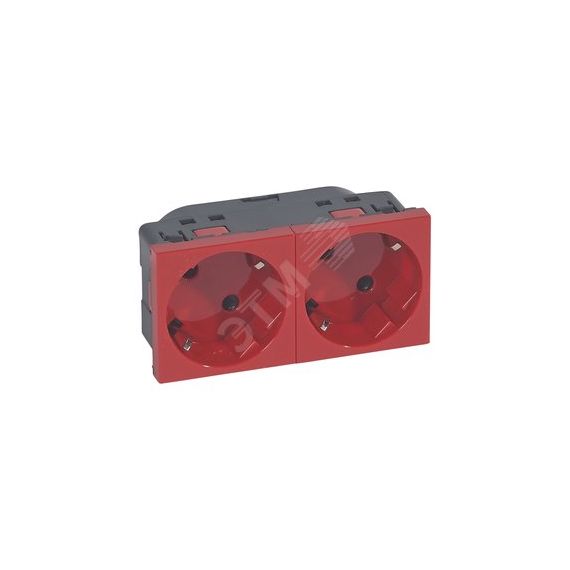 Розетка 2х2к+З с заземлением немецкий стандарт 45 красная LEGRAND 077272