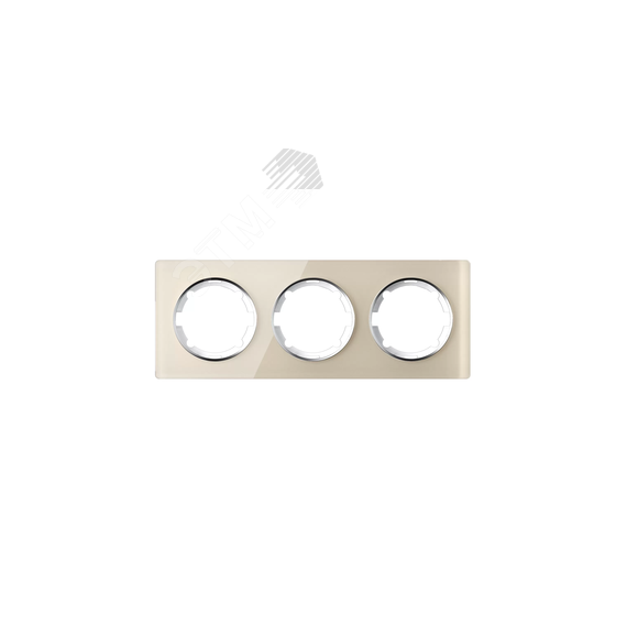 Рамка горизонтальная стеклянная тройная, цвет бежевый OneKeyElectro 2234931