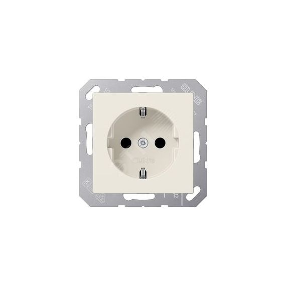 Штепсельная розетка SCHUKO одинарная, с заземлением, без шторок, 16A, 250В  (механизм + накладка, без рамки). Серия A500  Материал- термопласт  Цвет-  JUNG A1520BF