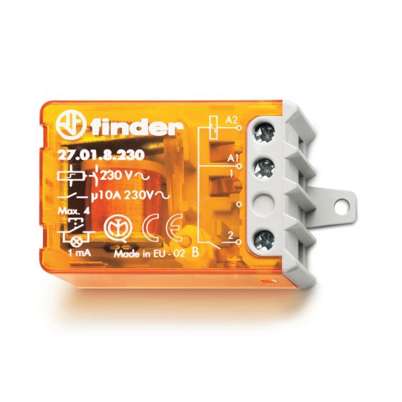 Реле шаговое электромеханическое, 1NO 10А, 2 состояния, контакты AgNi, питание 110В АC, монтаж в коробке, фланец, степень защиты IP20 FINDER 27.01.8.110.0000