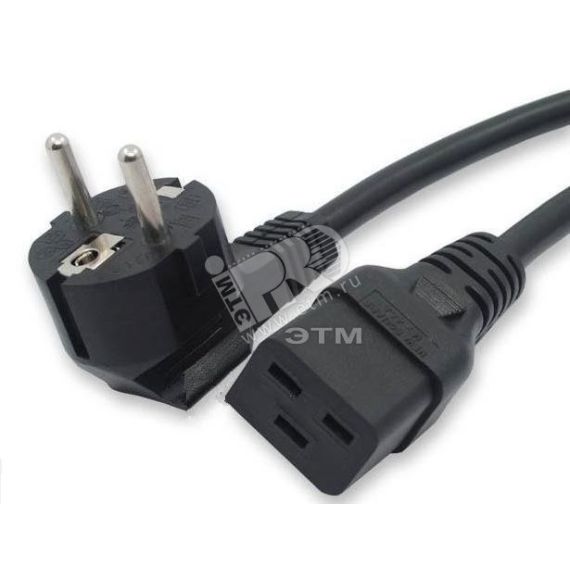 Кабель питания Shucko + C19 3x1.5 16A угловая вилка 3 м Hyperline 43799