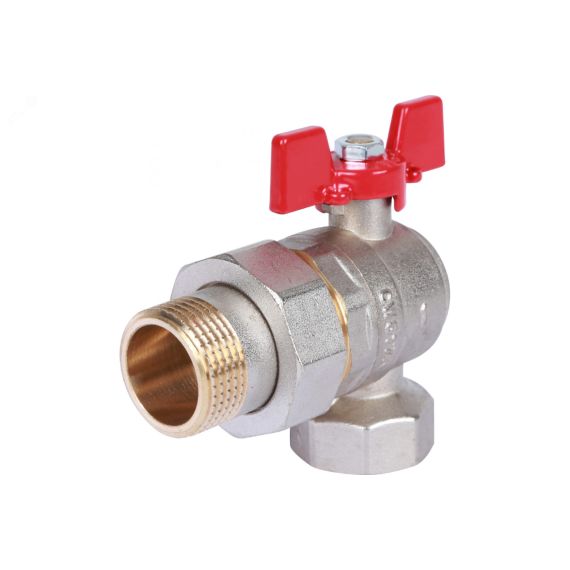 Кран шаровой угловой с американкой 1 ВН/НР, ручка бабочка Rommer RBV-0006-0610225