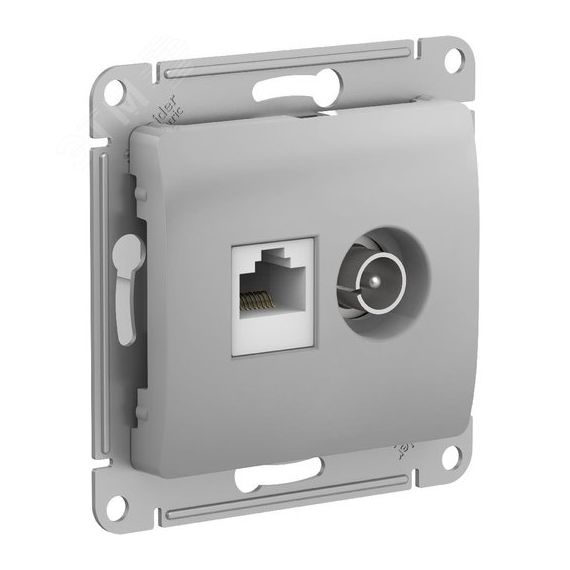 GLOSSA РОЗЕТКА двойная ТВ + компьютерная RJ45, кат. 5Е, АЛЮМИНИЙ SE (Systeme) GSL000389