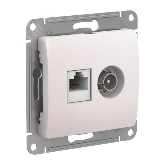 GLOSSA РОЗЕТКА двойная ТВ + компьютерная RJ45, кат. 5Е, ПЕРЛАМУТР SE (Systeme) GSL000689