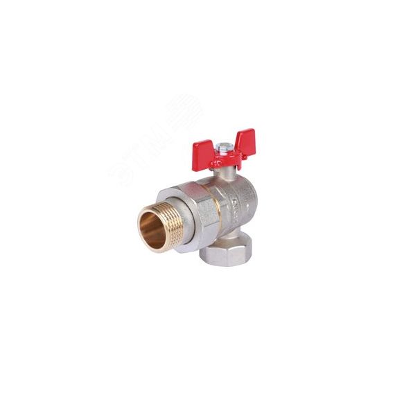 Кран шаровой угловой с американкой 1 ВН/НР, ручка бабочка Rommer RBV-0006-0610225