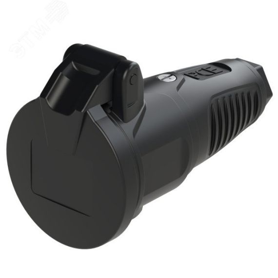 Розетка каб 16A/250V/2P+E/IP54 с черным крышкой и корпусом, маркер черный PCE 2522-ss