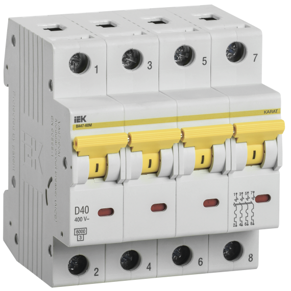 KARAT Автоматический выключатель ВА47-60M 4P D 40А 6кА IEK