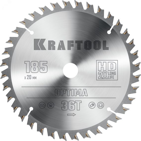 Диск пильный по дереву Optima 185х20мм 36Т KRAFTOOL 36951-185-20