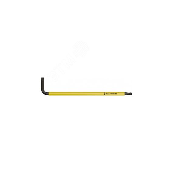 Ключ Г-образный 967 SPKL TORX BO Multicolour BlackLaser с шаром TX 15 x 90 мм с отверстием под штифт WERA WE-024353