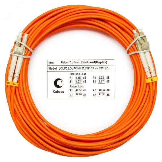 Шнур оптический duplex 25м LC-LC 62,5/125 мм LSZH Cabeus FOP-62-LC-LC-25m