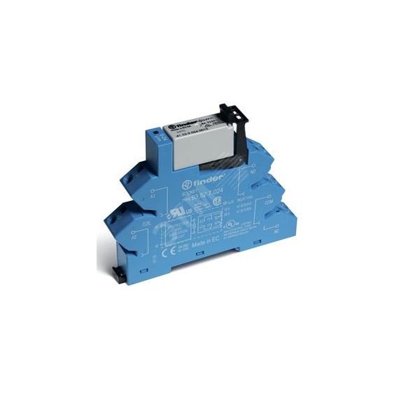 Модуль интерфейсный (сборка 41.61.9.024.0010 + 93.52.0.024), электромеханическое реле, 1CO 16A, контакты AgNi, питание 24В AC/DC, категория защиты IP2 FINDER 38.11.0.024.0060