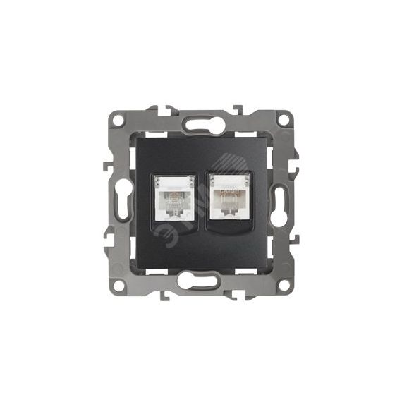 Розетка комбинированная RJ45+RJ11, Эра12, антрацит, 12-3109-05 ЭРА Б0018252