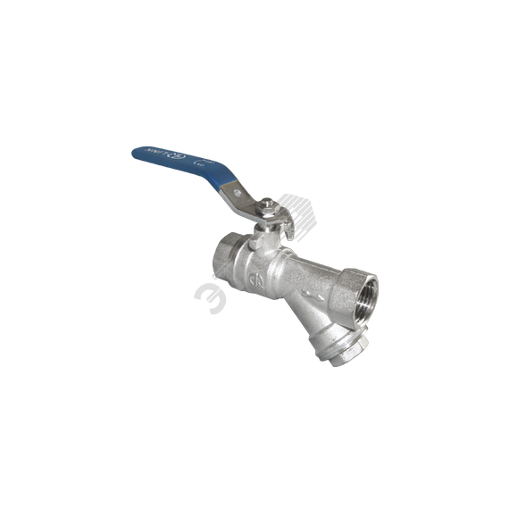 Кран шаровой с косым фильтром ВВ 1 Vs ручка никелированный AQUALINK 02065