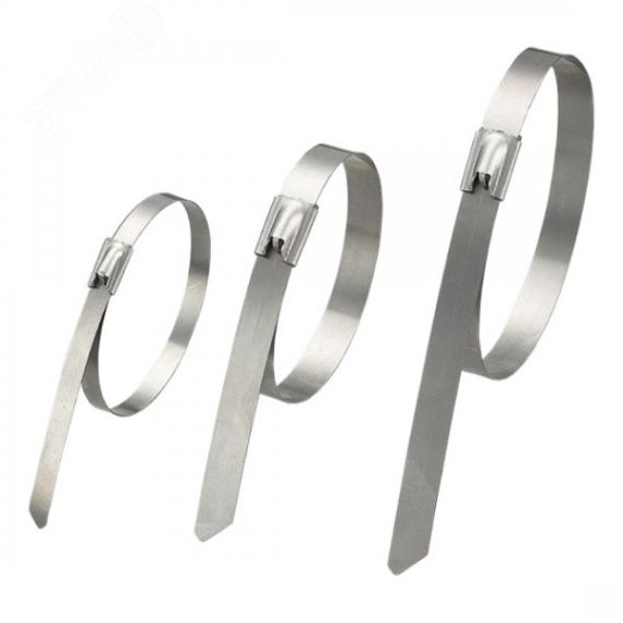 Стяжка неразъемная стальная, коррозионно-стойкая (нержавеющая сталь 304L), 200x4.6x0.3мм, (100 шт) Cabeus MTL-200