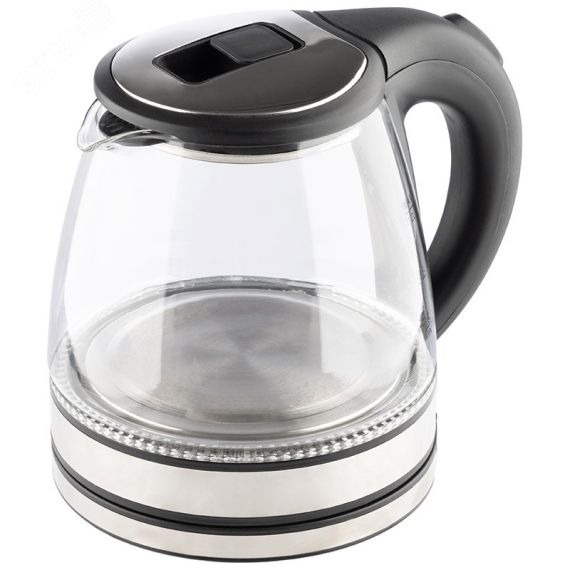 Чайник HS-1052 на 1,2 л, цвет черный, стекло, пластик HomeStar 106462