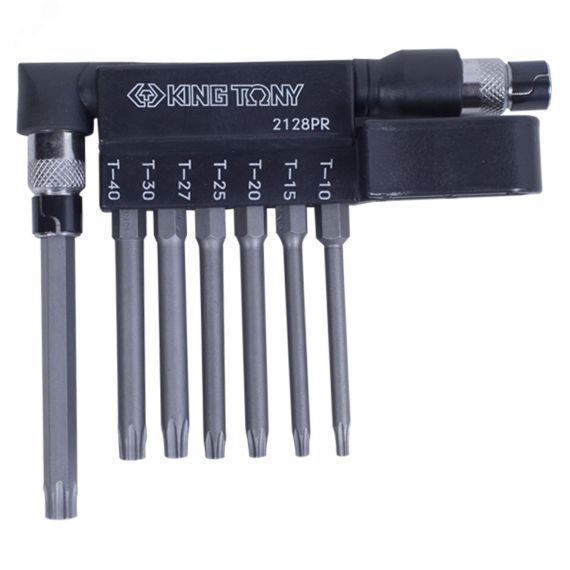 Набор вставок (бит) с воротком-битодержателем 1/4', TORX, T10-T40, L = 60 мм, 8 предметов King Tony 2128PR