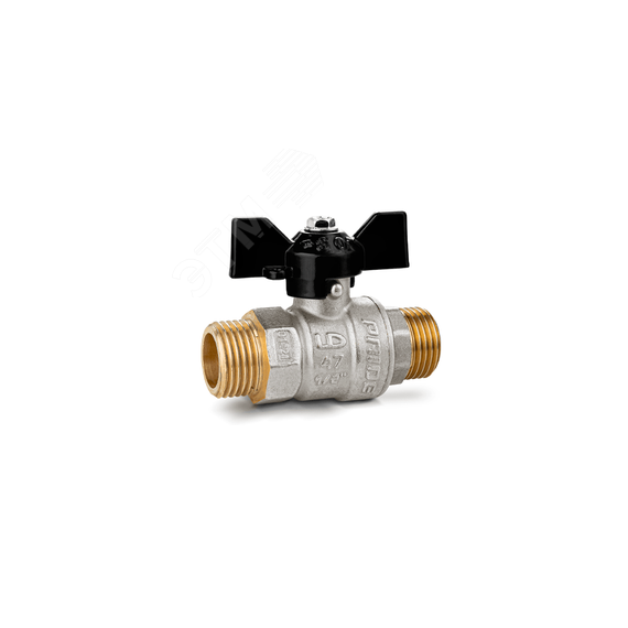 Кран шаровый латунный никелированный 11б27п1 Ду25 Ру40 (1') НР/НР бабочка LD Pride LD Pride 47.25.Н-Н.Б