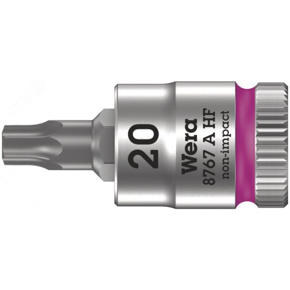 Головка торцевая 8767 A HF TORX Zyklop со вставкой DR 1/4 с функцией фиксации крепежа TX 20 x 28 мм WERA WE-003364