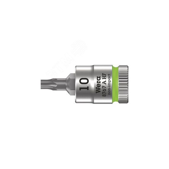 Головка торцевая 8767 A HF TORX Zyklop со вставкой DR 1/4 с функцией фиксации крепежа TX 10 x 28 мм WERA WE-003362