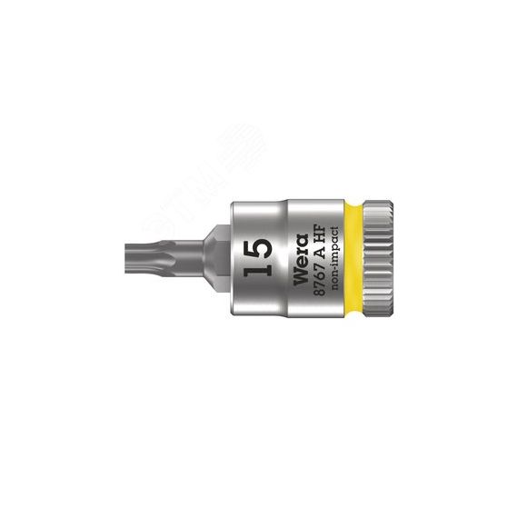 Головка торцевая 8767 A HF TORX Zyklop со вставкой DR 1/4 с функцией фиксации крепежа TX 15 x 28 мм WERA WE-003363