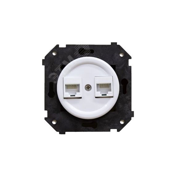 Розетка 2RJ45 + накладка, цвет белый (скрытый монтаж) Бирони B3-302-21