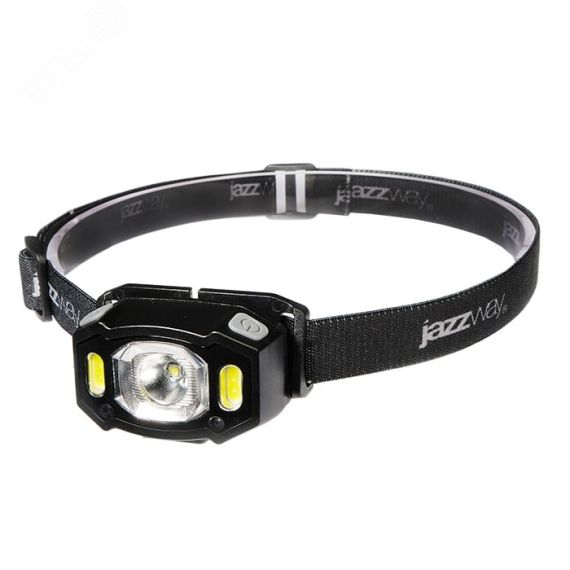 Фонарь налобный 5Вт LED + 2 x RED SMD ABS-пластик нейлон 5 режимов работы управление жестами дальность до 65м заряд microUSB в комплекте IP54 JazzWay 5036703