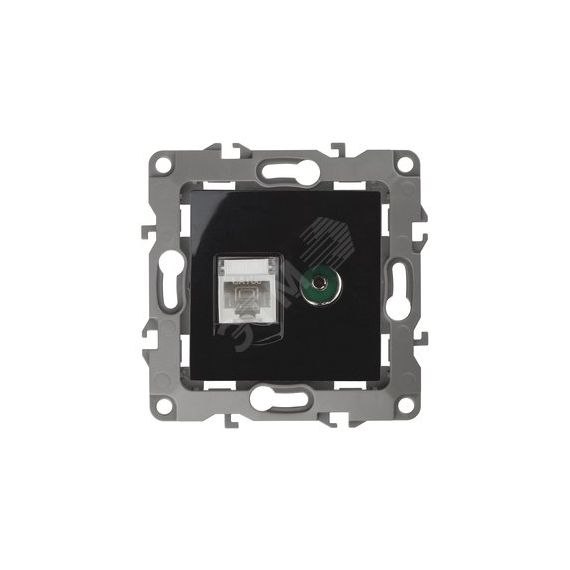 Розетка комбинированная RJ45+TV, Эра12, чёрный, 12-3110-06 ЭРА Б0027446