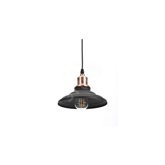 Светильник подвесной декоративный PL4 BK/RC металл, E27, max 60W, d203 мм, шагрень черный/медь (10/210) ЭРА Б0037438