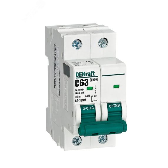 Выключатель автоматический без теплозащиты 2P 63А х-ка C 6кА ВА-103M SE (Dekraft) 12517DEK