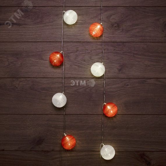 Фонарики тайские  Магия 3,5 м, прозрачный ПВХ, 20 LED, тёплый белый, питание 2 х АА (батарейки не в комплекте) Neon-Night 303-088