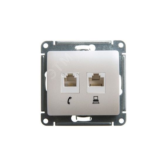 GLOSSA Розетка двойная RJ11+RJ45 категория 5E перламутр в рамку SE (Systeme) GSL000685