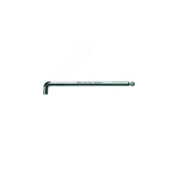 Ключ Г-образный 950 PKLS хромированный c шаром экстракороткий конец 10 x 219 мм WERA WE-022048