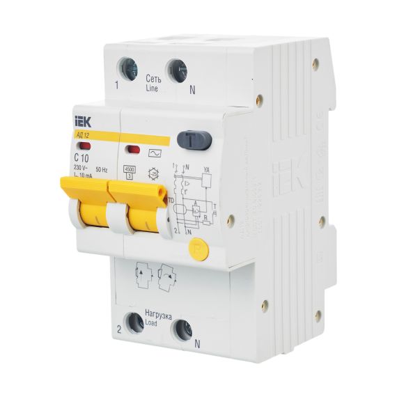 KARAT Дифференциальный автомат АД12 2P 10А 10мА тип AC IEK
