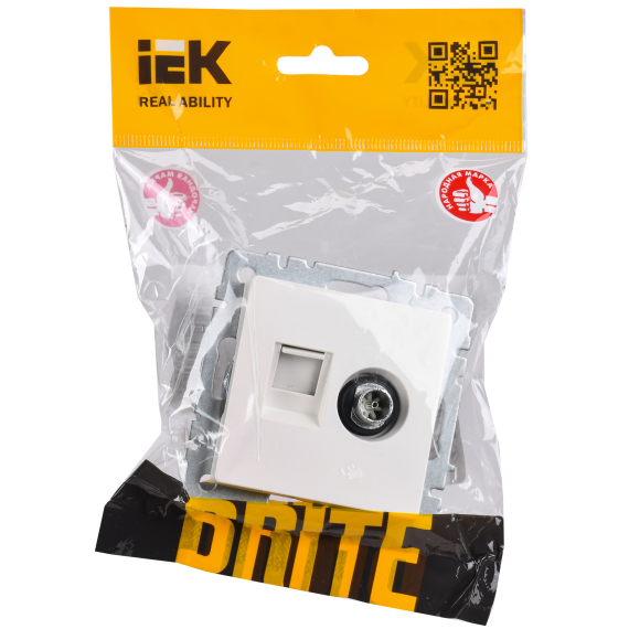 BRITE Розетка двойная TV+RJ45 кат.5E РТВ/РК12-БрЖ жемчуг IEK
