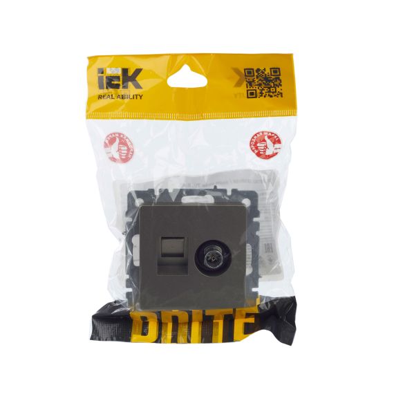 BRITE Розетка двойная TV+RJ45 кат.5E РТВ/РК12-БрШ шампань IEK